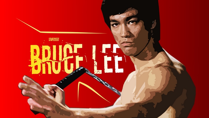 Bruce Lee with Nunchucks