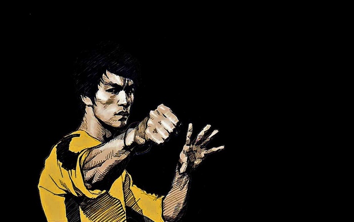 Bruce Lee in a fighting stance