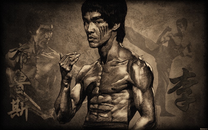 Bruce Lee in martial arts pose