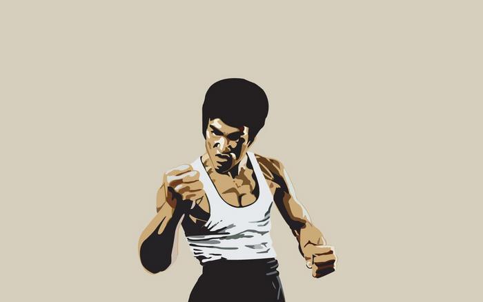 Bruce Lee in a fighting stance