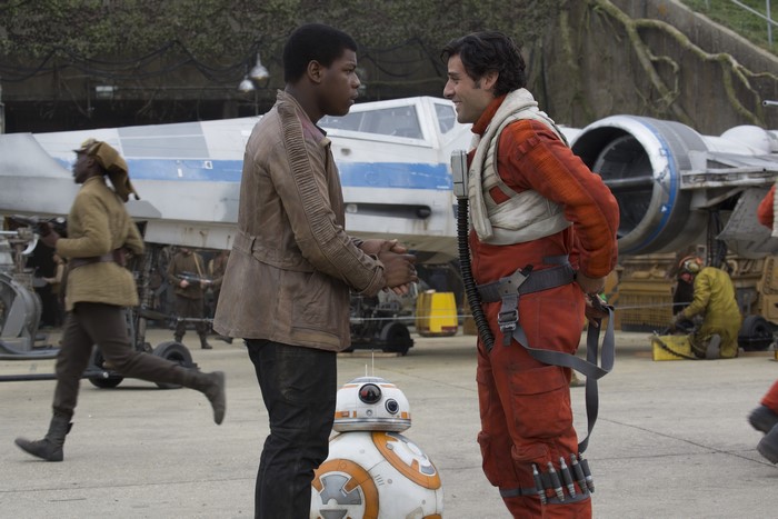 Finn and Poe Dameron from Star Wars with BB-8