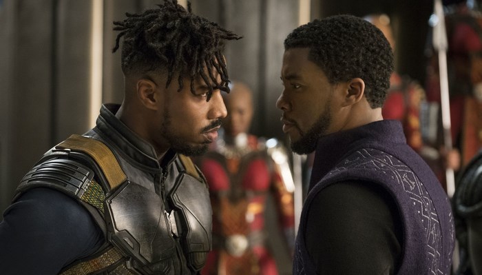 Erik Killmonger and T'Challa from Black Panther