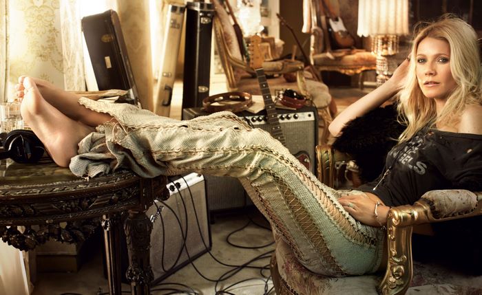 Gwyneth Paltrow in a room with musical instruments