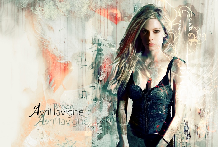 Artistic Portrait of Avril Lavigne with Abstract Effects