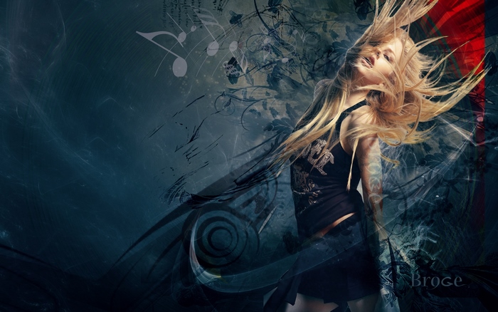 Avril Lavigne dancing with abstract background