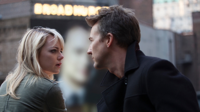 Edward Norton and Emma Stone in New York
