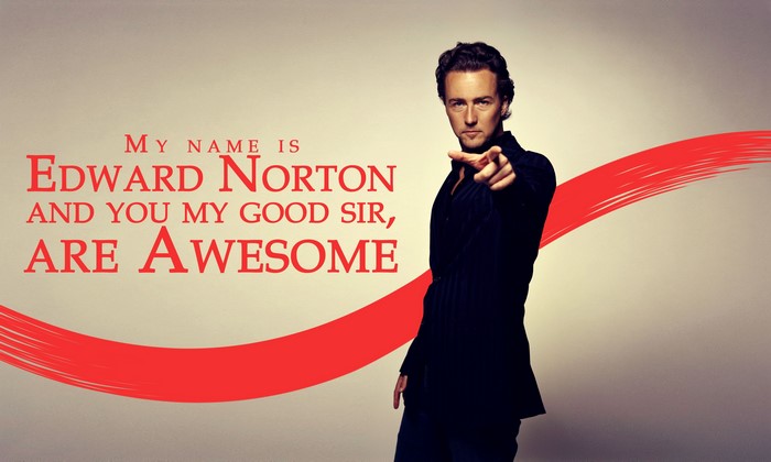 Edward Norton pointing forward