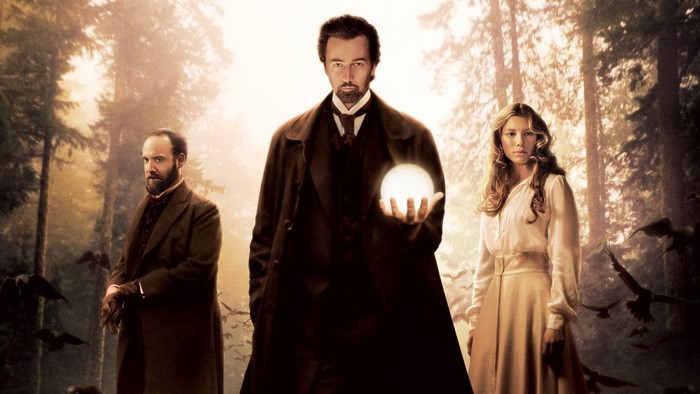 The Illusionist: Eisenheim, Sophie, and Leopold in a forest