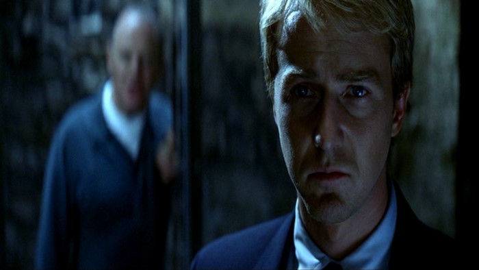 Edward Norton and Anthony Hopkins in Hannibal