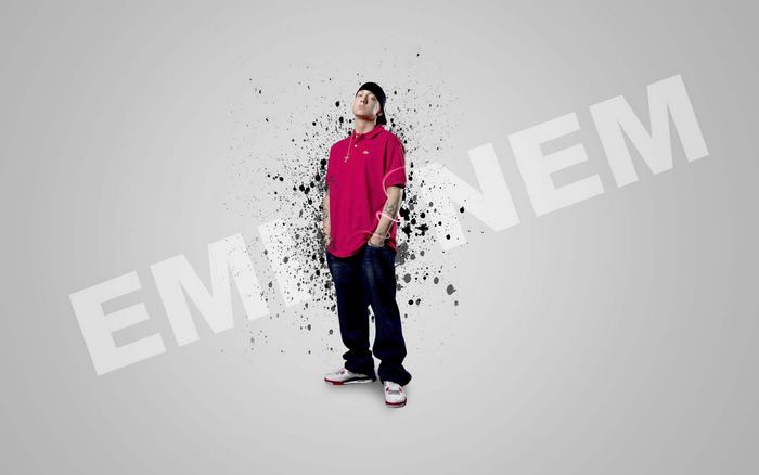 Eminem standing with paint splatters