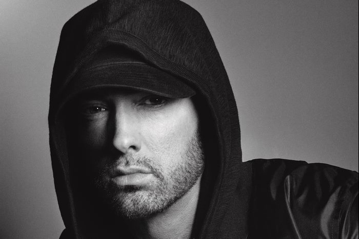 Close-up Portrait of Eminem in Hooded Jacket