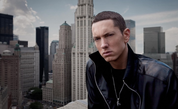 Eminem on a rooftop in New York City