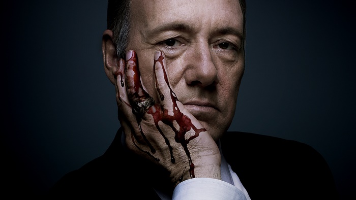 Kevin Spacey with bloody hand