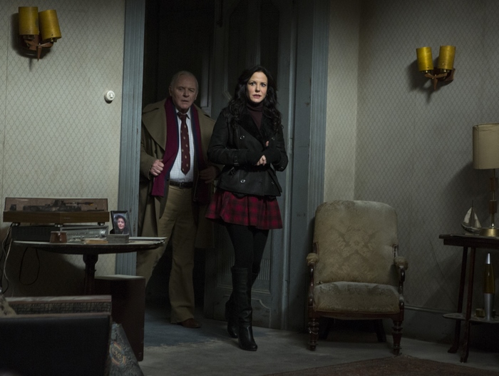 Anthony Hopkins and a woman in a room