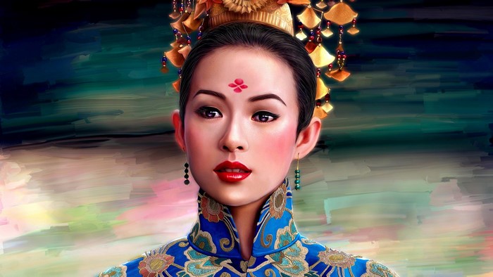 Zhang Ziyi in traditional Chinese attire