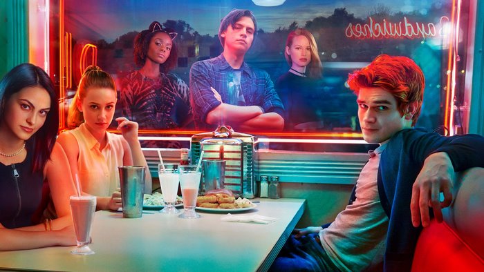 Riverdale cast in a diner
