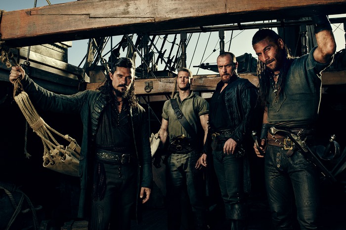 Four pirates on a ship