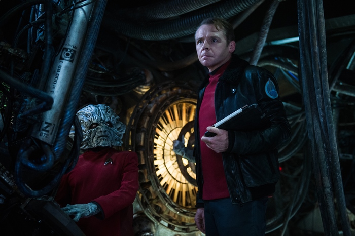 Montgomery Scott and an alien from Star Trek