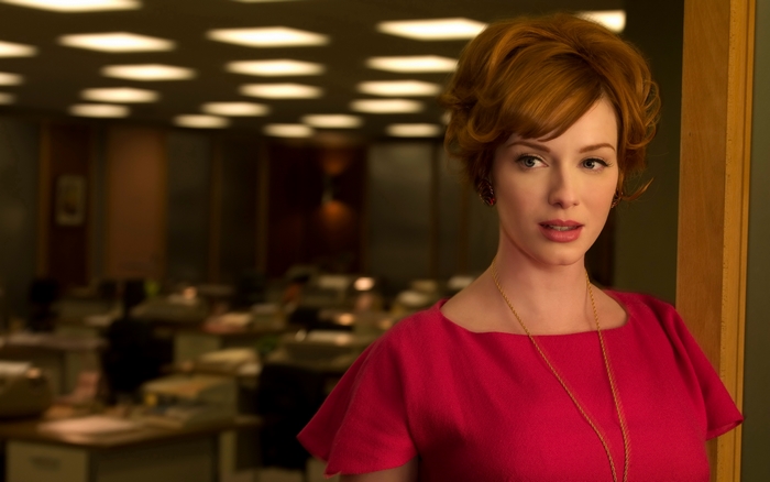 Christina Hendricks in a red dress