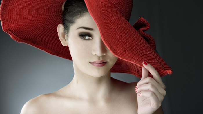 Woman in a red hat