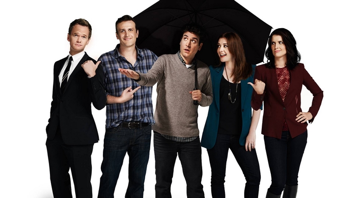 How I Met Your Mother cast with umbrella