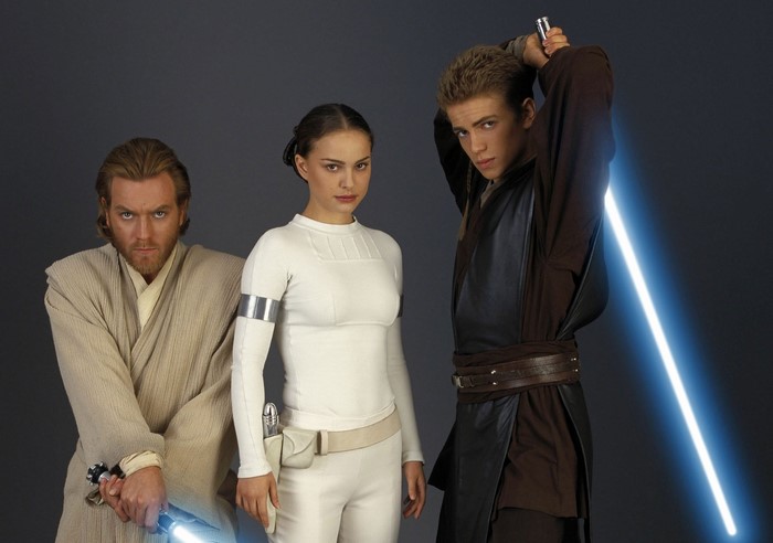 Obi-Wan Kenobi, Padmé Amidala, and Anakin Skywalker from Star Wars