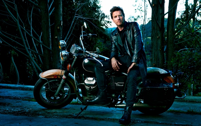Ewan McGregor on a motorcycle