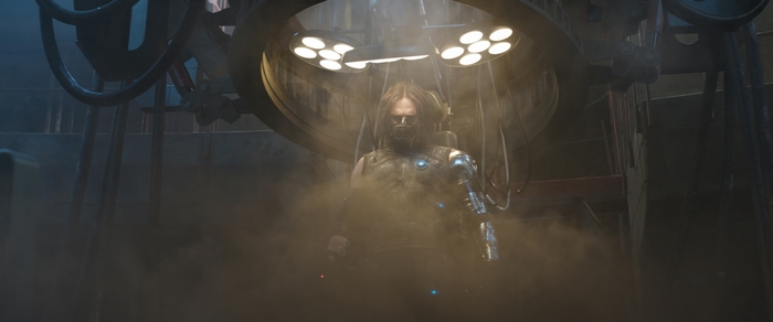 Bucky Barnes from Captain America in a laboratory