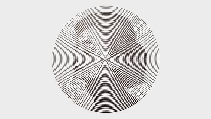 Audrey Hepburn portrait in concentric circles