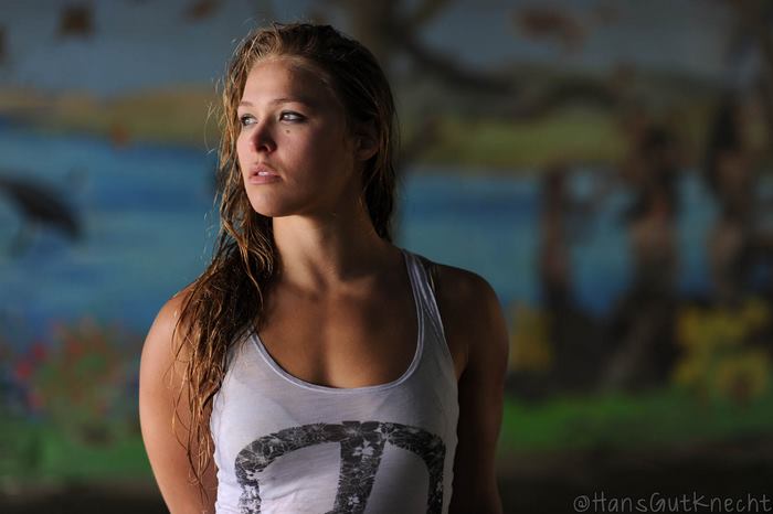 Ronda Rousey in white tank top