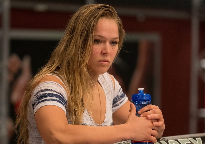 Ronda Rousey holding a water bottle