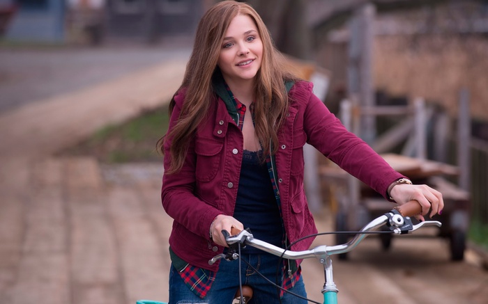 Chloe Grace Moretz on a bicycle