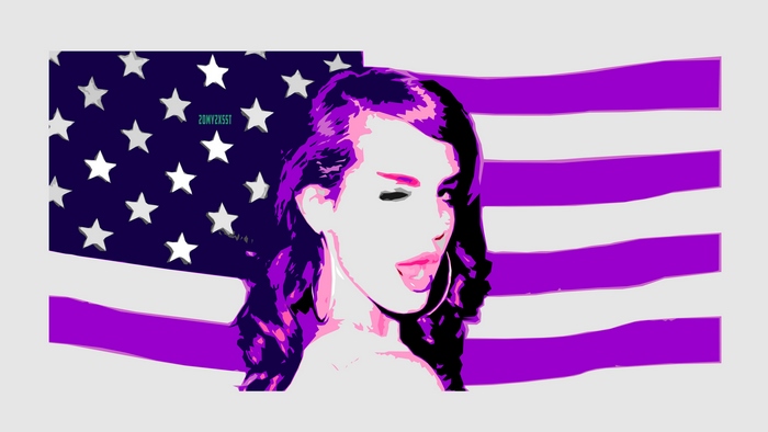 Lana Del Rey against American flag