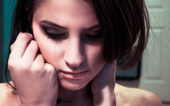 Close-up of a crying woman