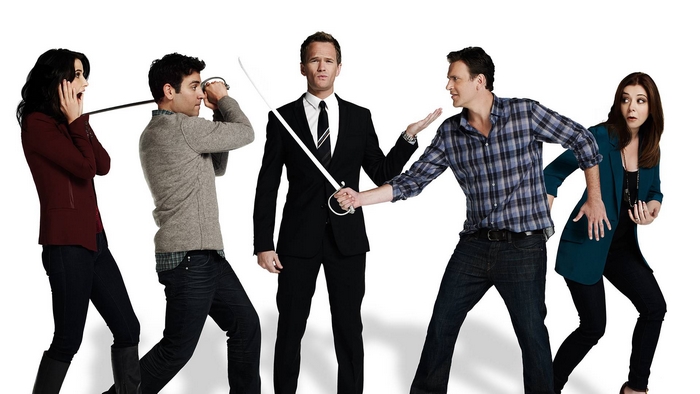 How I Met Your Mother cast with swords