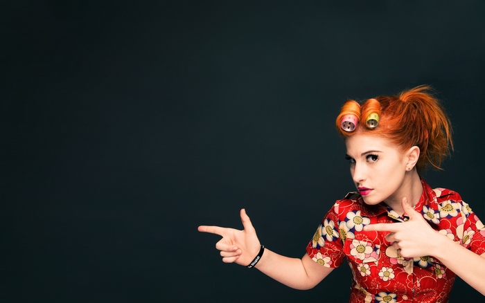 Hayley Williams with hair rollers