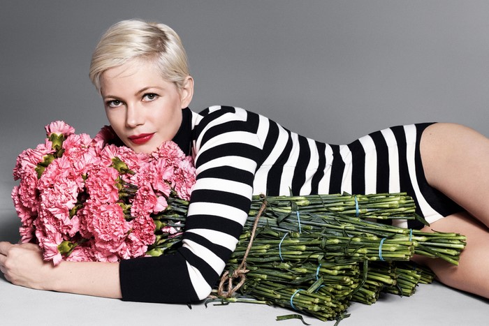 Michelle Williams with flowers