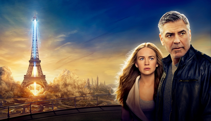 Britt Robertson and George Clooney in Tomorrowland