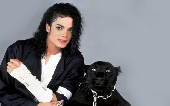 Michael Jackson with a black panther