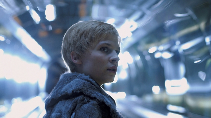 Clémence Poésy in a fur coat