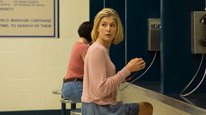 Rosamund Pike in a prison visiting room