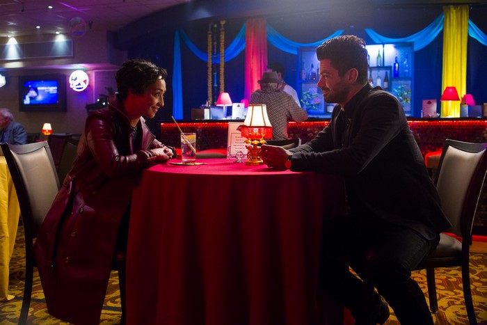 Ruth Negga in a bar