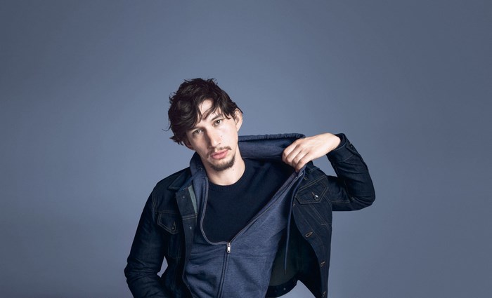 Adam Driver in Denim Jacket and Hoodie