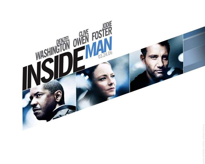 Inside Man movie poster with Denzel Washington, Clive Owen, Jodie Foster
