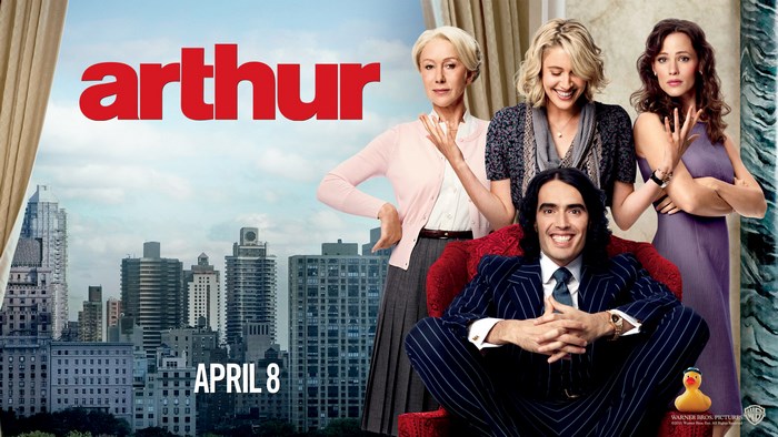 Arthur movie poster with Russell Brand and Helen Mirren
