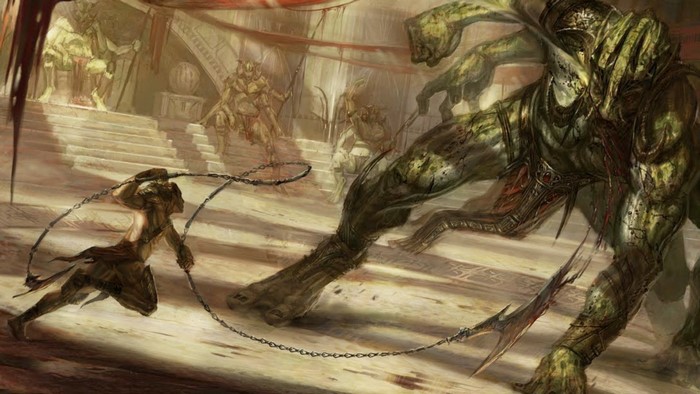 John Carter fighting a large creature