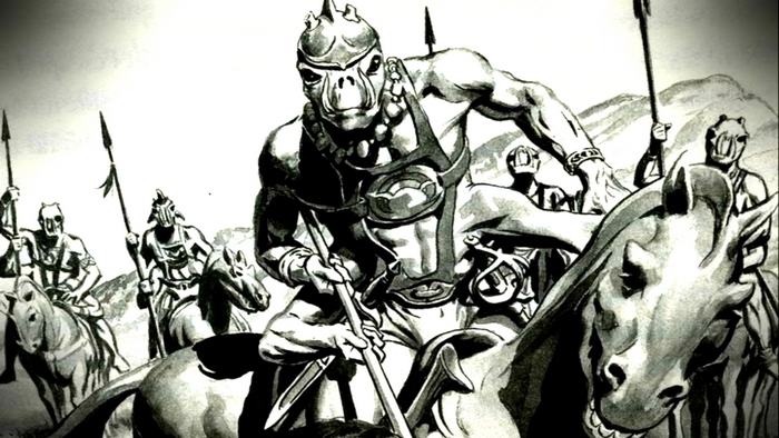 John Carter characters on horseback
