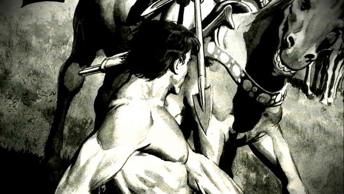 John Carter fighting a horse