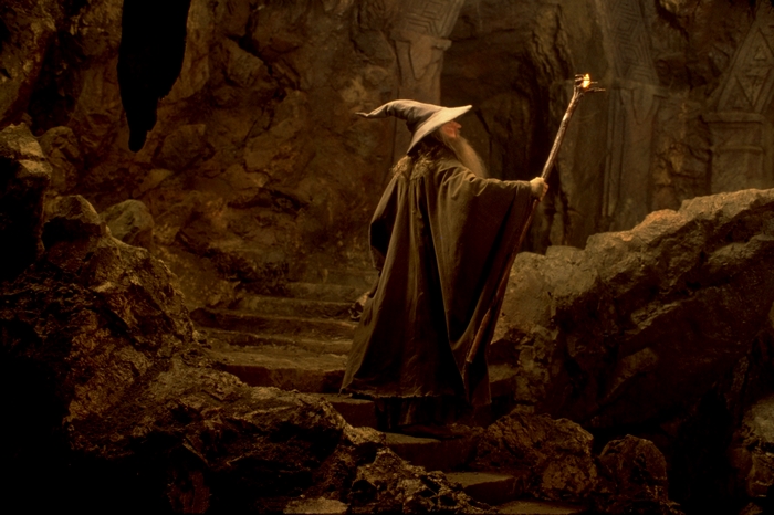 Gandalf from The Lord of the Rings in a cave