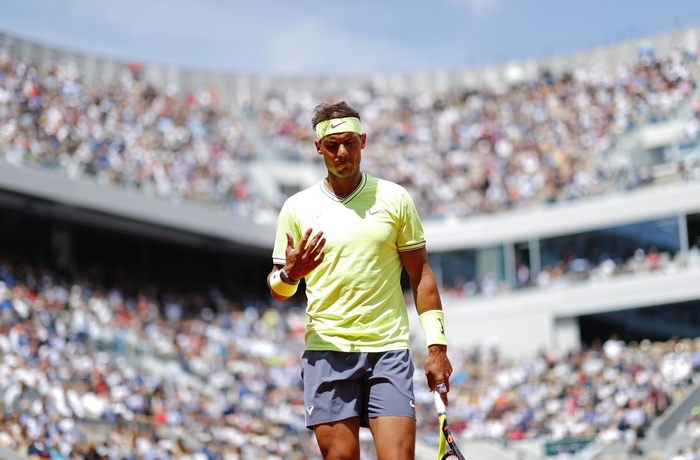 Rafael Nadal on a tennis court
